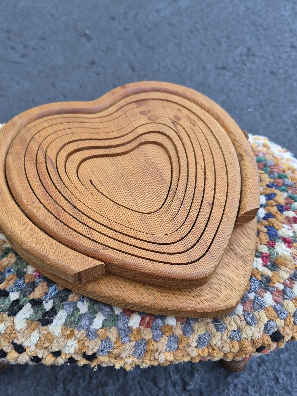 Handcrafted Heart-Shaped Wooden Nesting Trays - Natural Wood